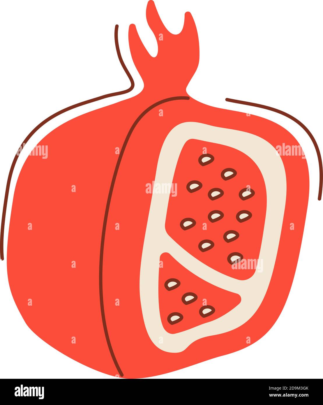 Ripe red pomegranate flat vector abstract element Stock Vector