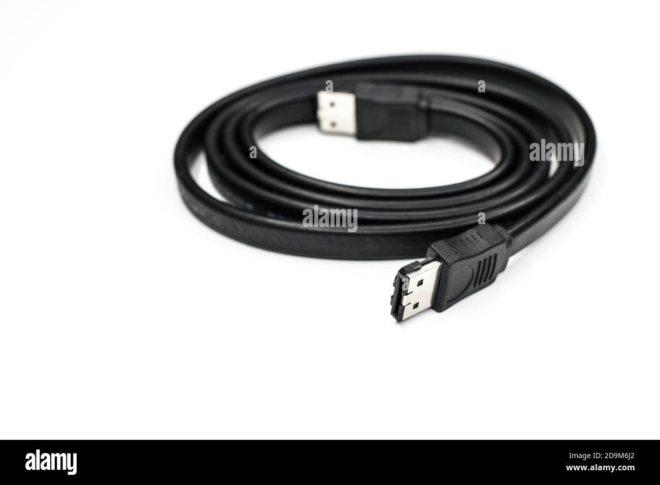 black computer interface cable serial ata on white background Stock Photo Alamy