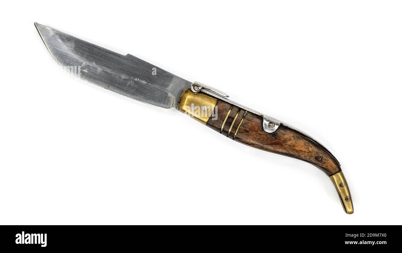 folding knife on white background Stock Photo