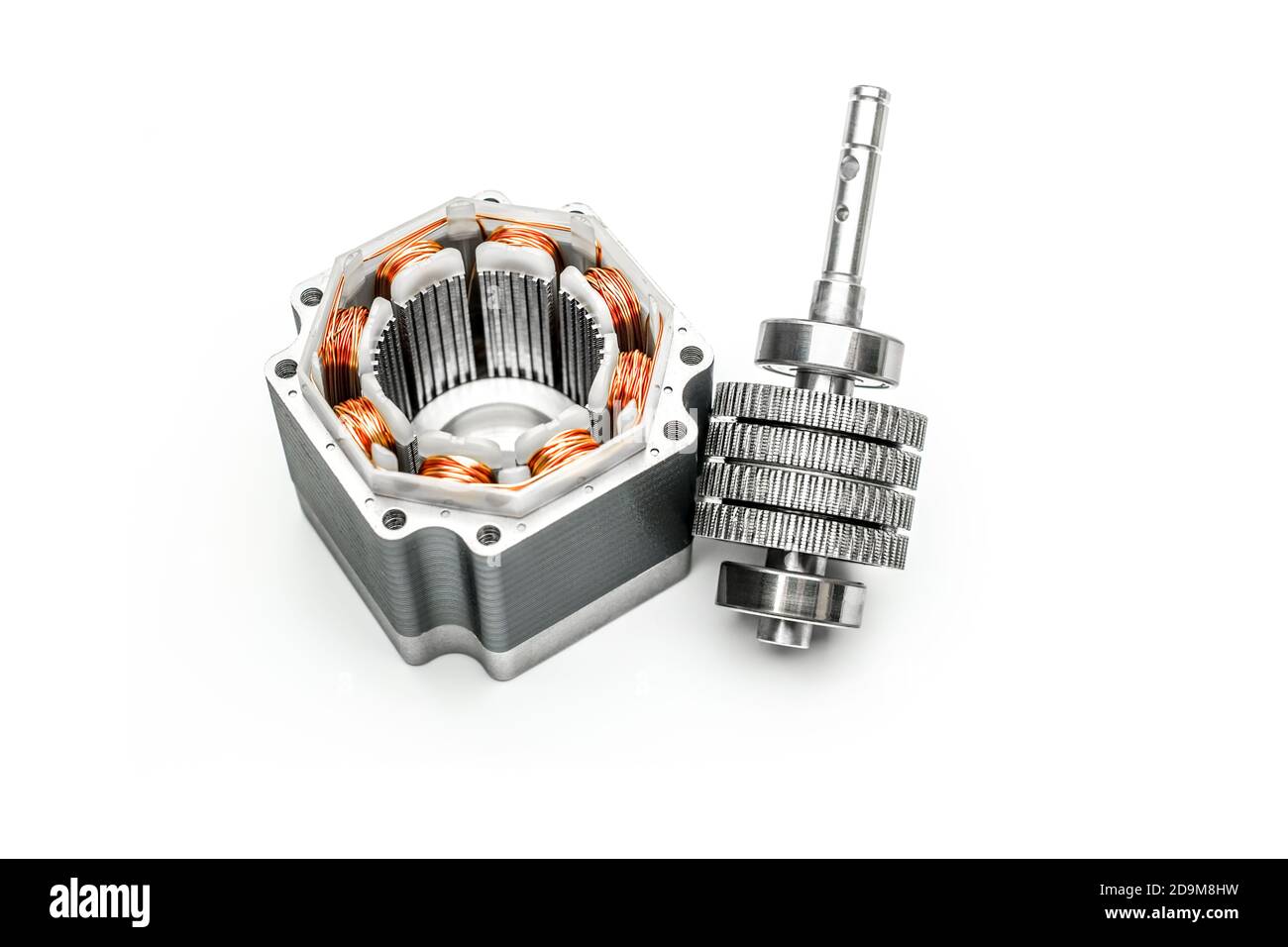 Stepper motor, disassembled, on white Stock Photo Alamy