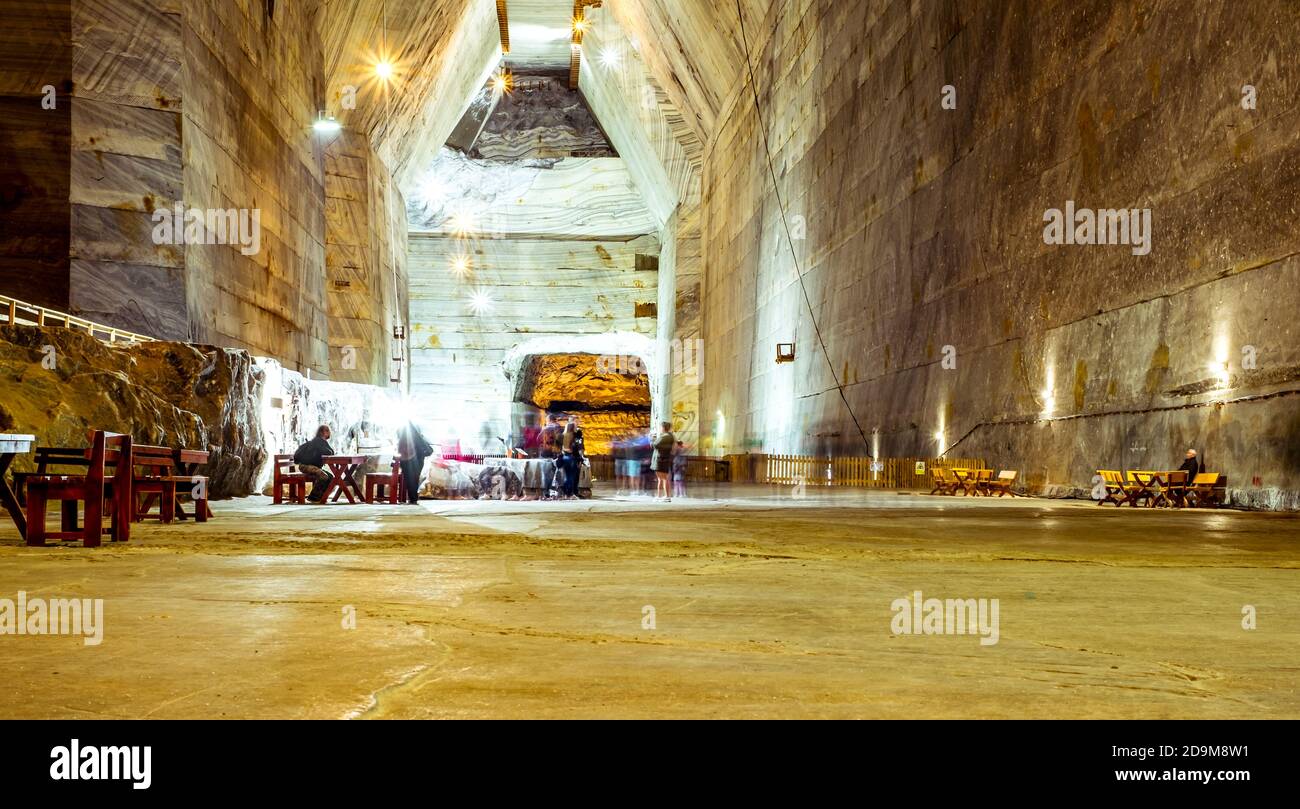 Sibiu, Romania August 02, 2020 interior view of Slanic salt mine in