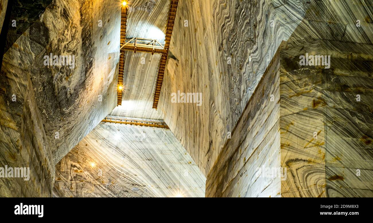 Sibiu, Romania August 02, 2020 interior view of Slanic salt mine in