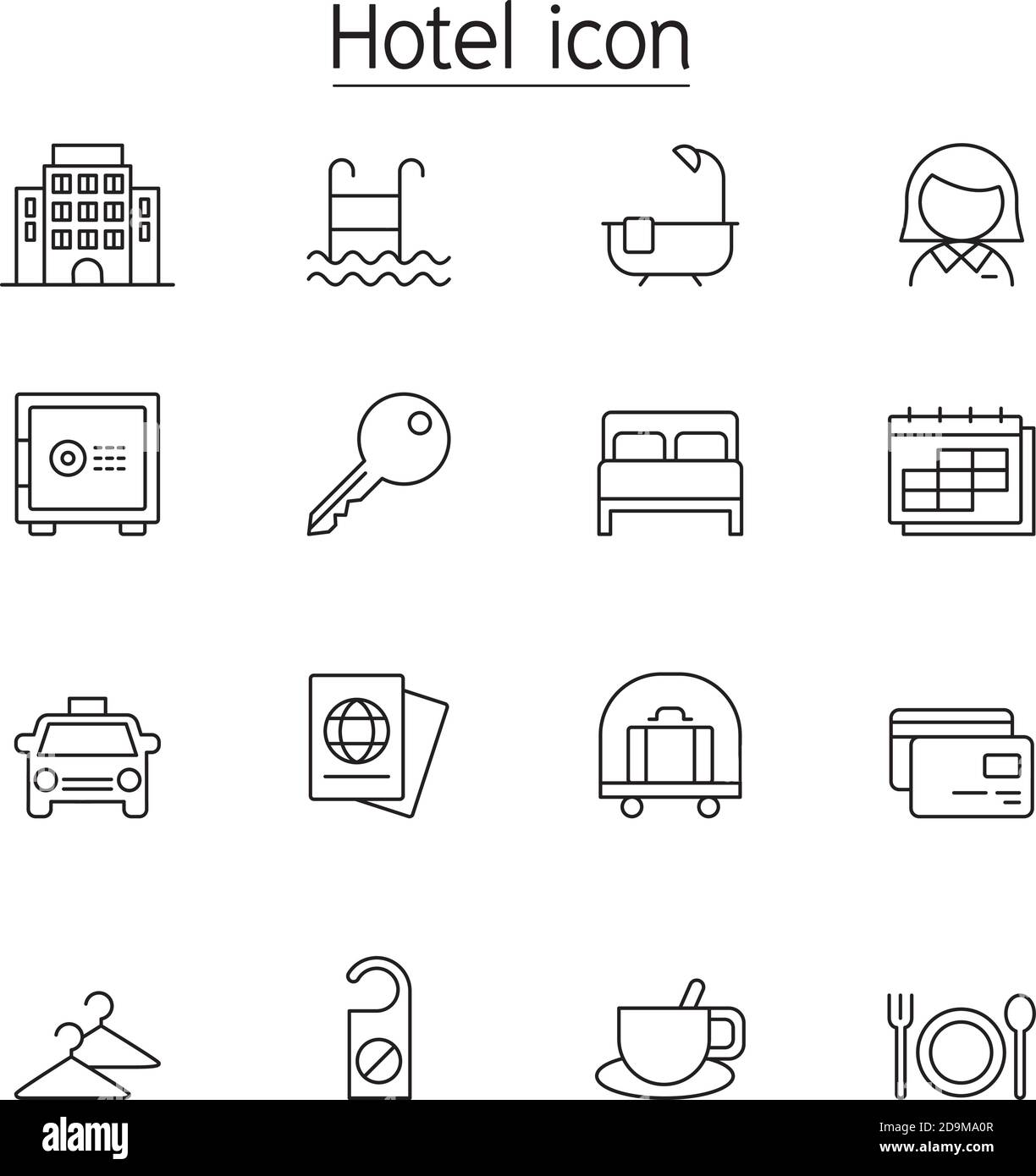 Hotel icon set in thin line style vector illustration graphic design Stock Vector