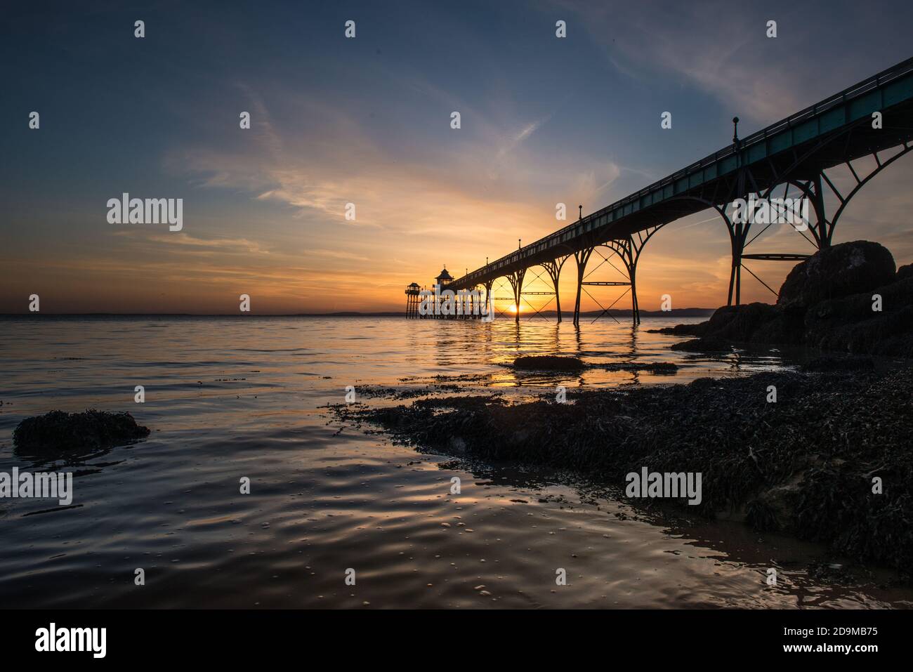 Clevedon Pier at sunset Stock Photo