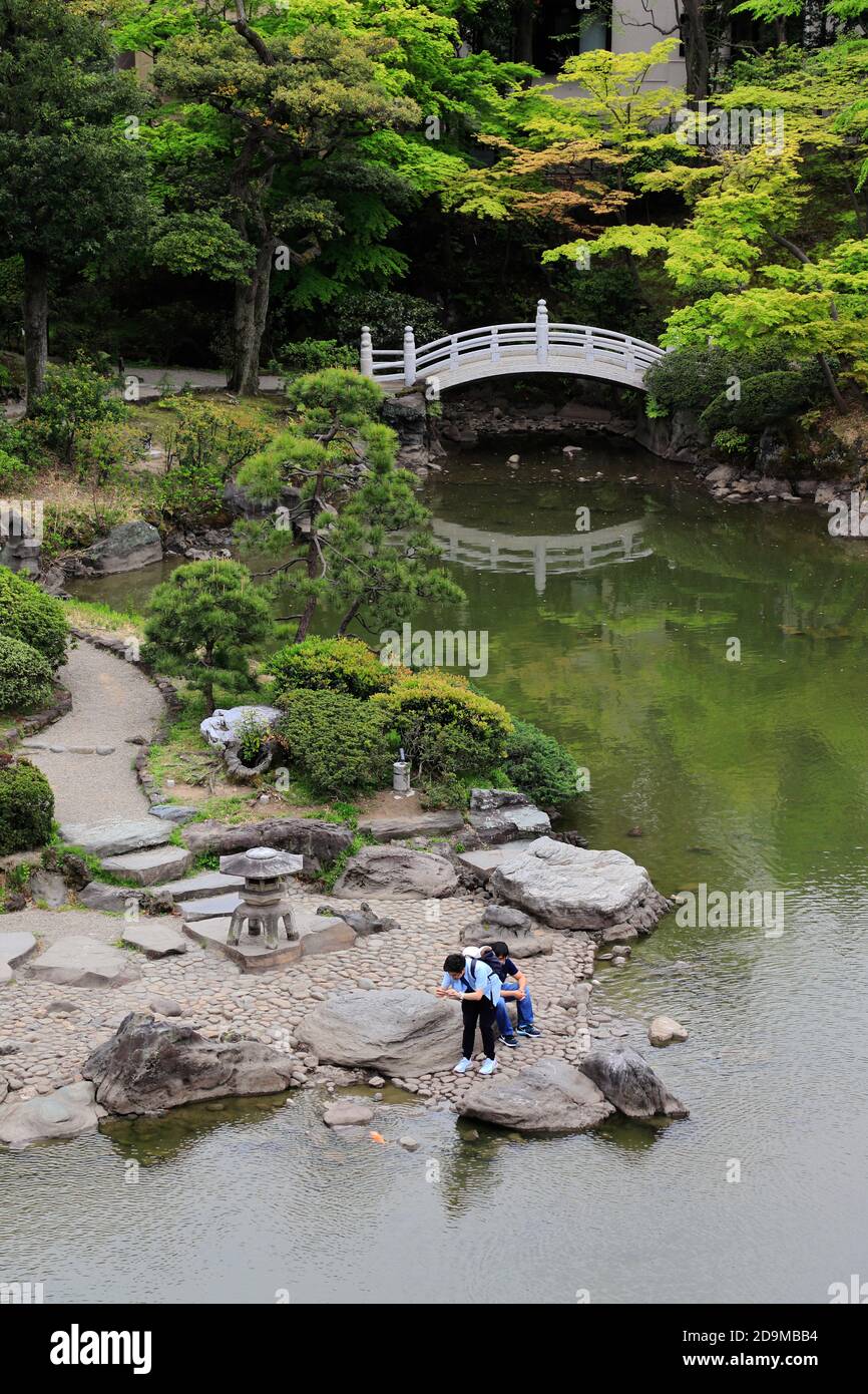 Kyu-Yasuda Garden in Ryogoku district.Sumida City,Tokyo,Japan Stock Photo