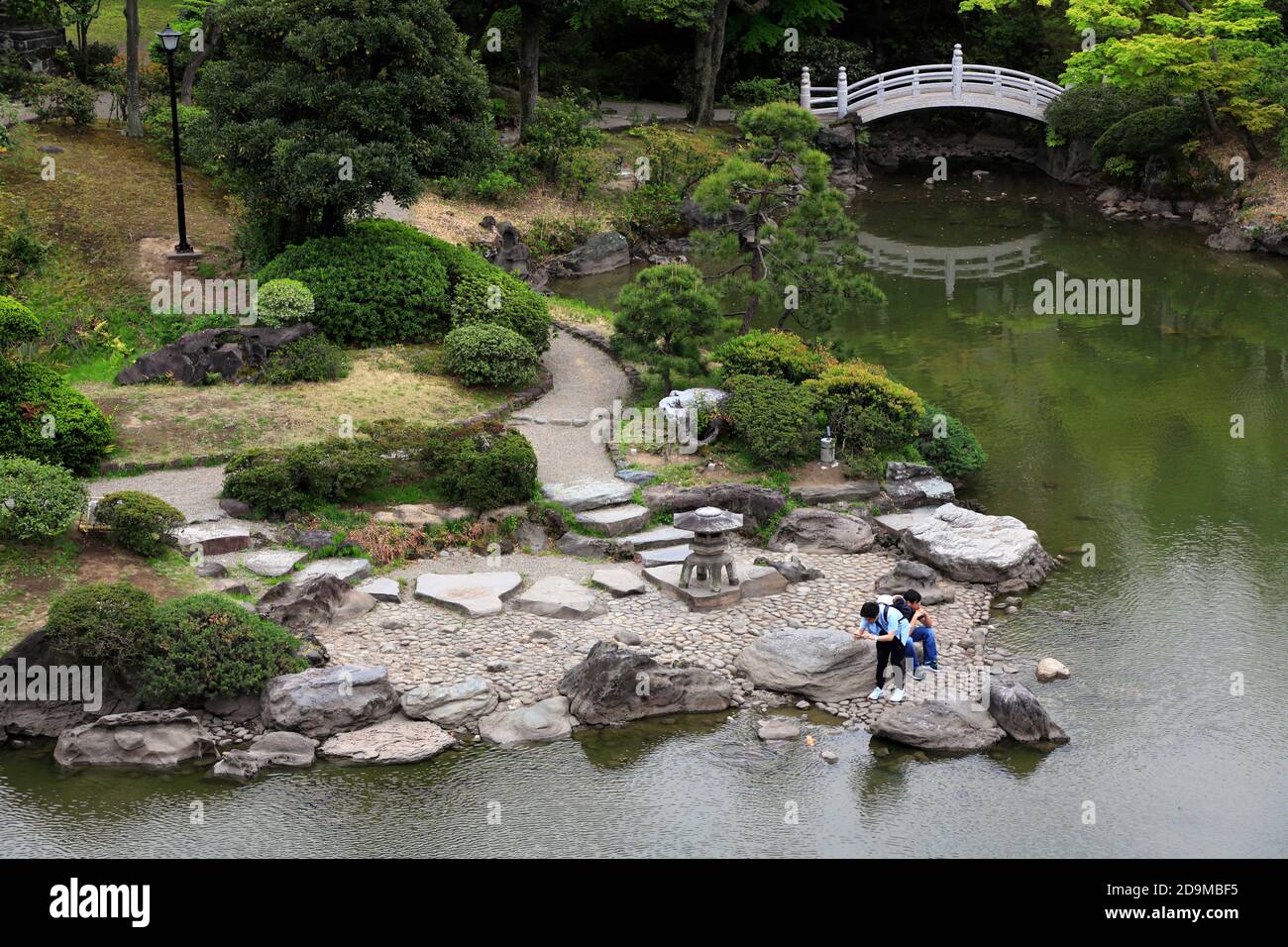 Historical Kyu-Yasuda Garden in Ryogoku district.Sumida City,Tokyo,Japan Stock Photo