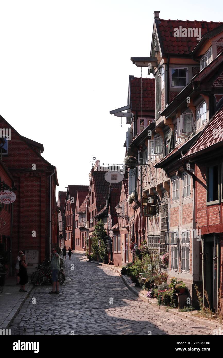Lauenburg, Schleswig-Holstein/ Germany - August 16 2020: Old town of Lauenburg/Elbe - traditional houses in half-timbered style Stock Photo