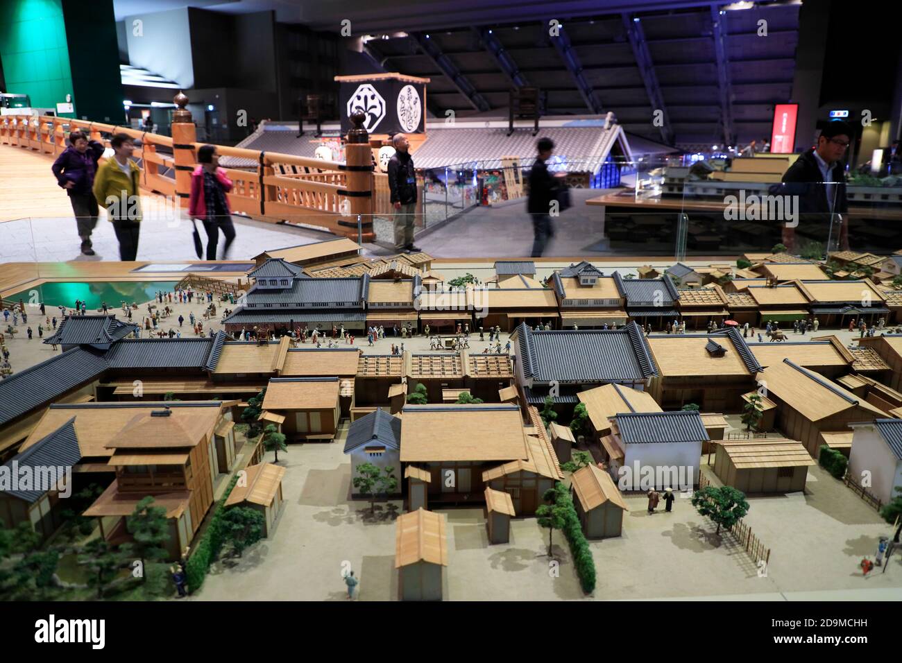 Scale model of Edo city during 17th century with the model of Nihonbashi Bridge in the back display in Edo-Tokyo Museum. Ryogoku district.Sumida Ku.Tokyo.Japan Stock Photo