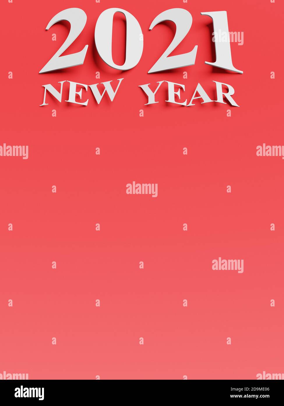 Red number 2021 of new year on blank background. 3d rendering Stock Photo