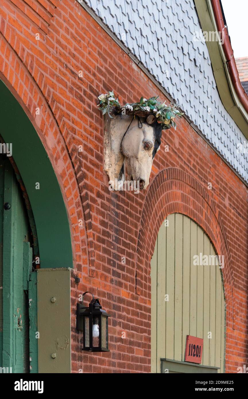historic horse stables at Pullman town in south Chicago where the Pullman train cars were made Stock Photo