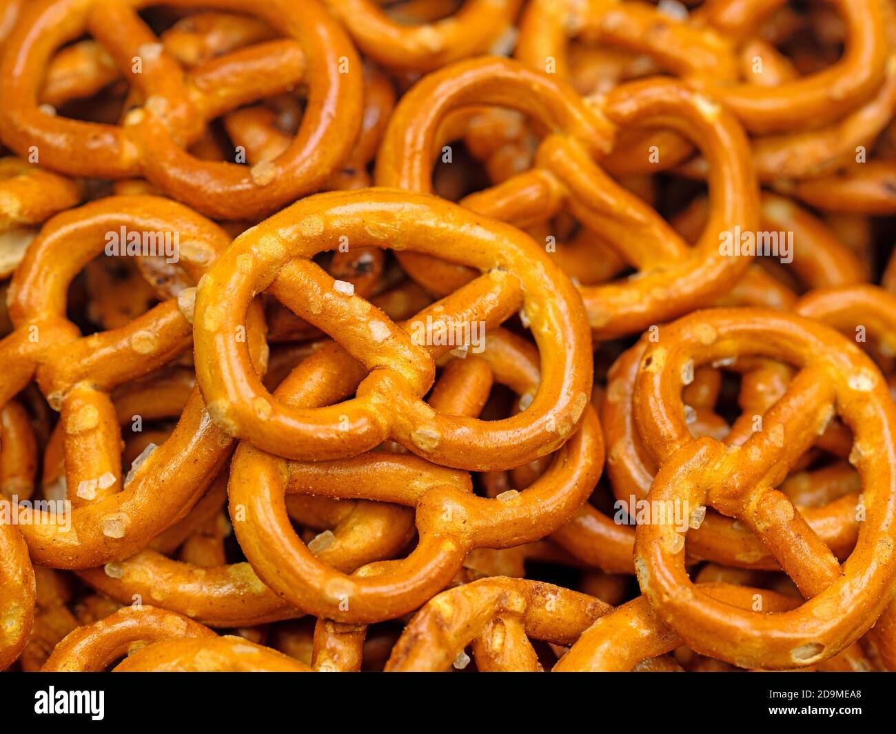 Salted pretzels in a close-up Stock Photo