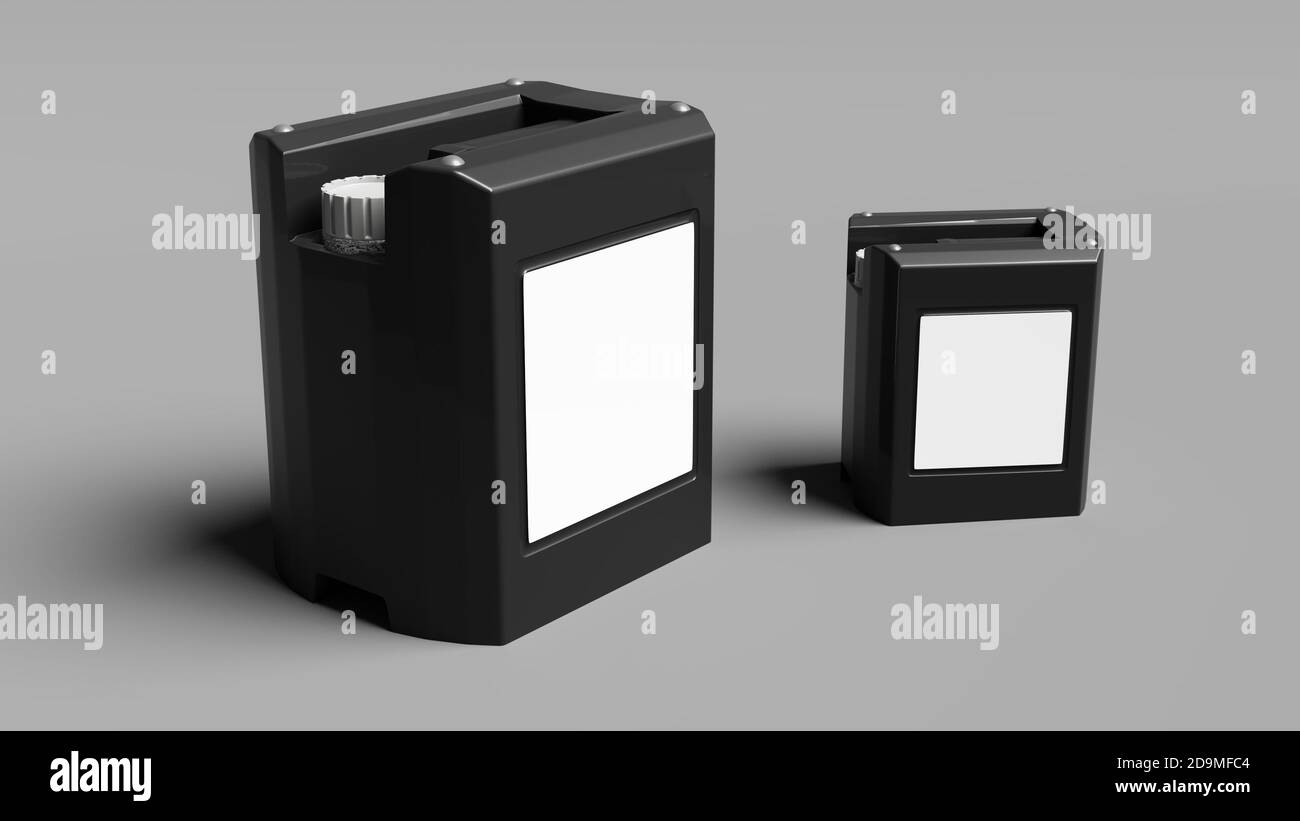 Black Plastic Jerry Can For Branding And Mockup, 3d Render. Plastic