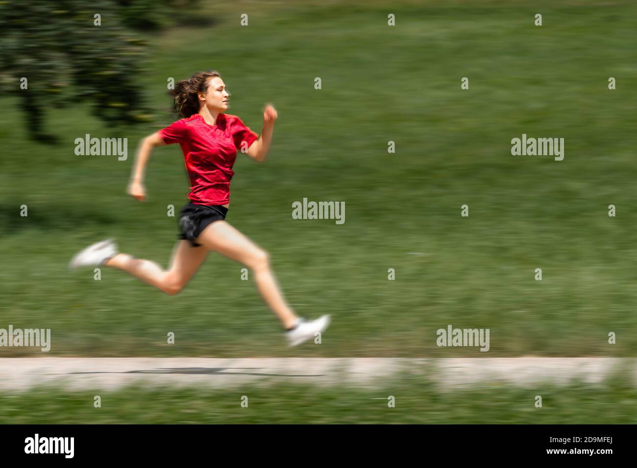 Woman, 24 years, jogging Remstal, Baden-Württemberg, Germany Stock Photo
