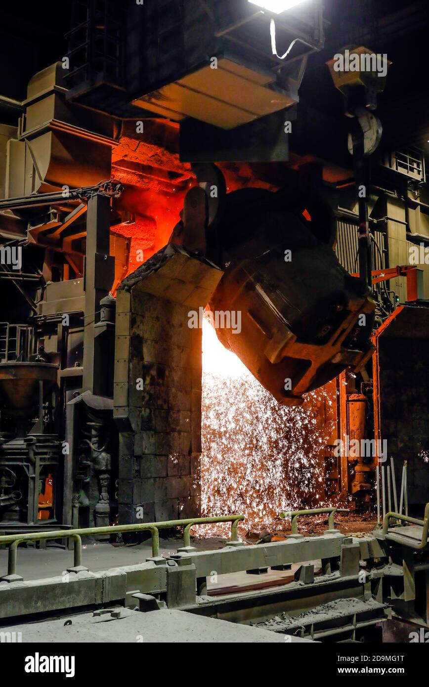 Steel mill, HKM Hüttenwerke Krupp Mannesmann, Duisburg, Ruhr area, North Rhine-Westphalia, Germany Stock Photo