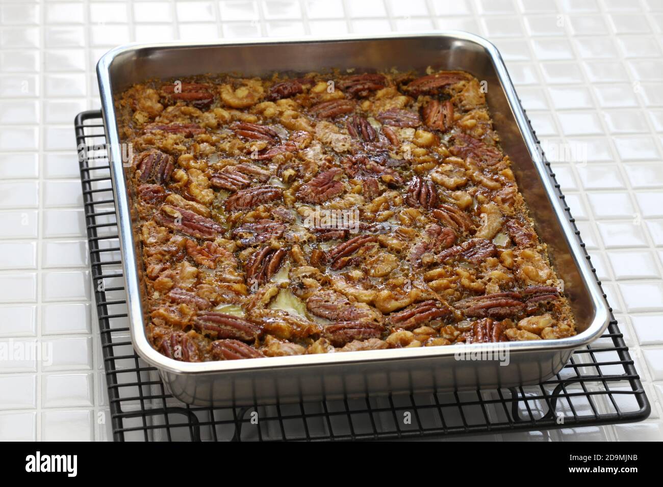 maple syrup butter tart squares with pecan & walnut, homemade canadian
