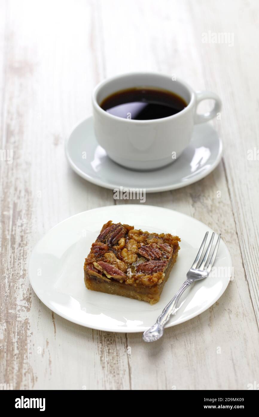 maple syrup butter tart squares with pecan & walnut, homemade canadian