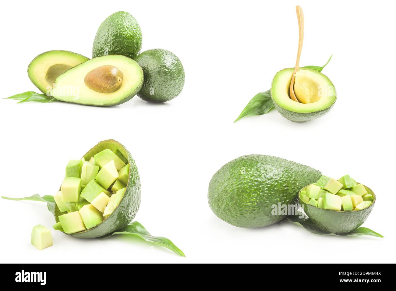Set of fresh avocados isolated on a white background Stock Photo - Alamy