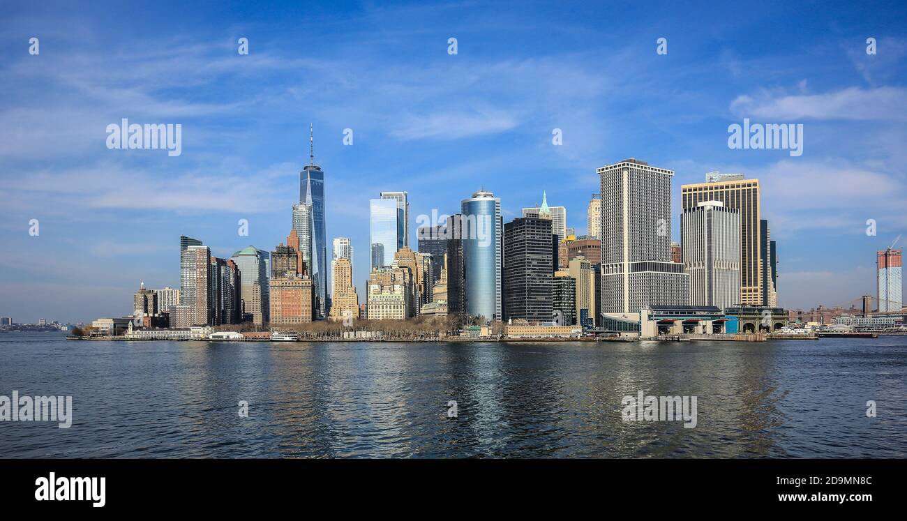 New York City, New York, United States of America - skyline with the Freedom Tower, WTC World Trade Center, Manhattan, USA. Stock Photo