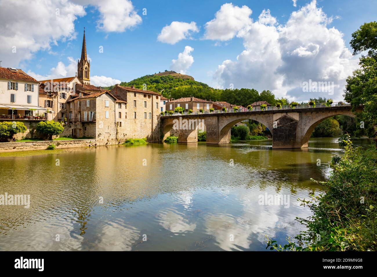 St Antonin Noble Val is a charming, small, medieval town beside the Aveyron river in the Tarn et Garonne department of Southern France. Stock Photo