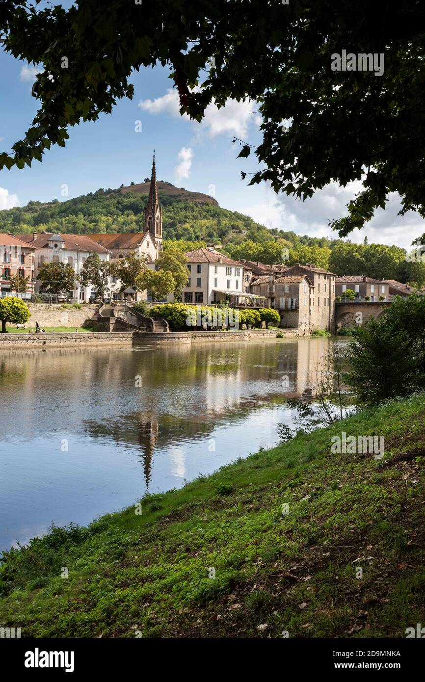 St Antonin Noble Val is a charming, small, medieval town beside the Aveyron river in the Tarn et Garonne department of Southern France. Stock Photo