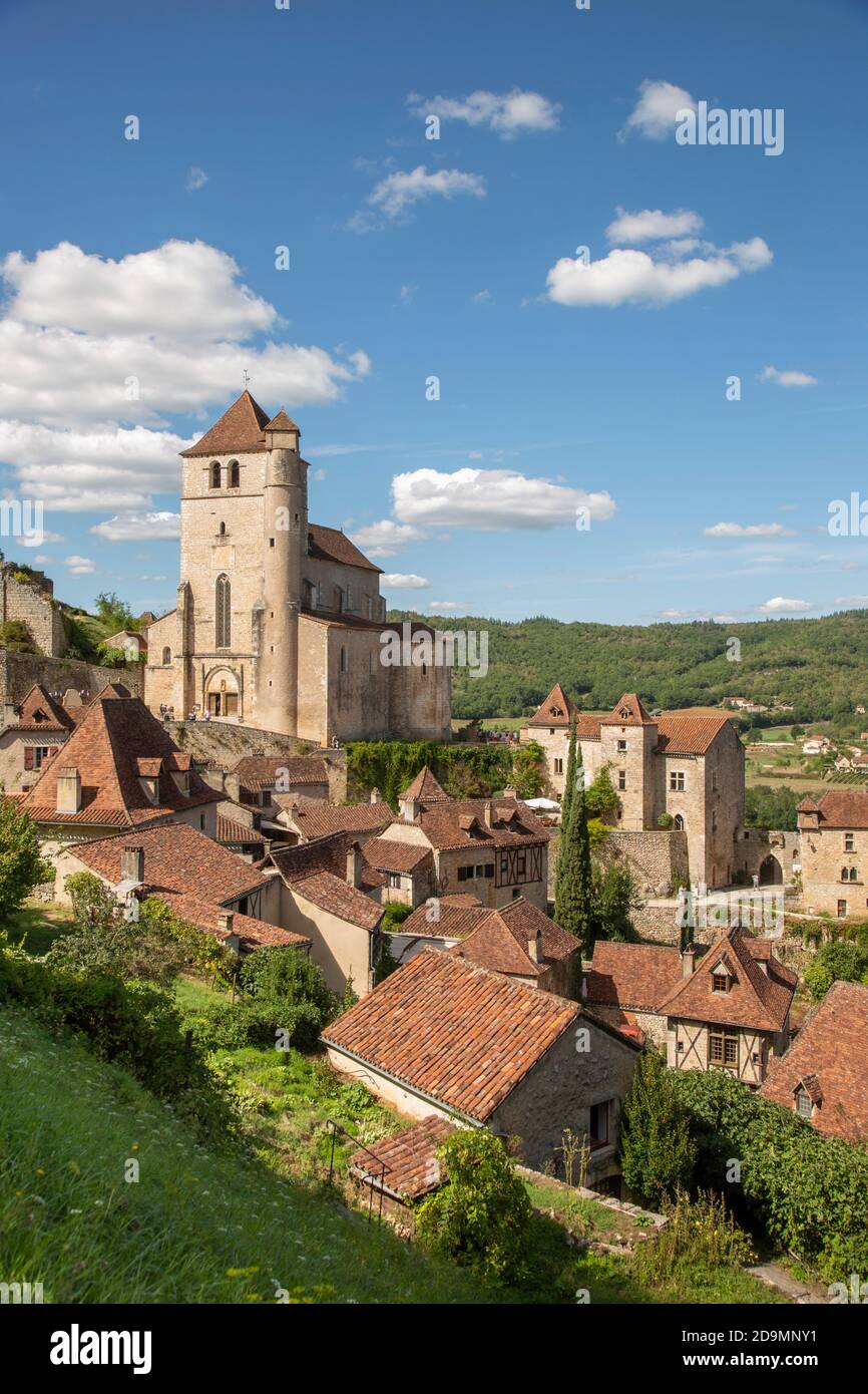 St Cirq Lapopie, poised over the River Lot, was justifiably voted one of the 'most beautiful villages of France'. It is very popular with visitors. Stock Photo