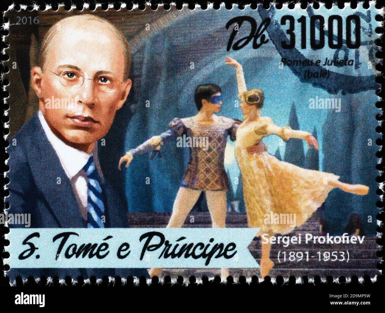 Scene from movie The piano on postage stamp Stock Photo