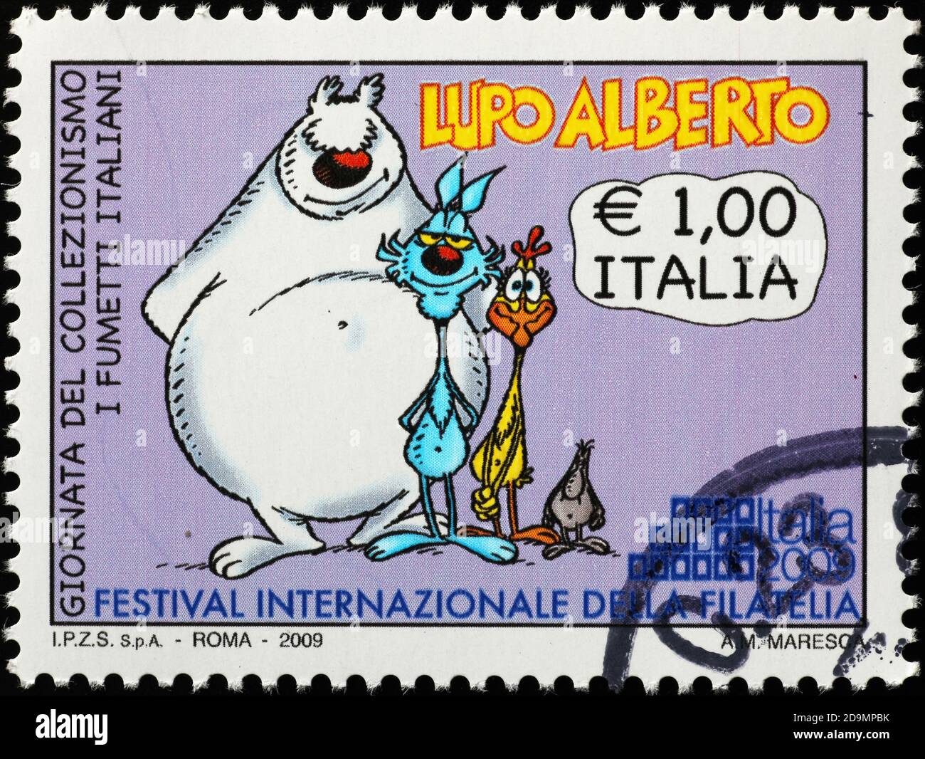 Cartoon Lupo Alberto on italian postage stamp Stock Photo - Alamy
