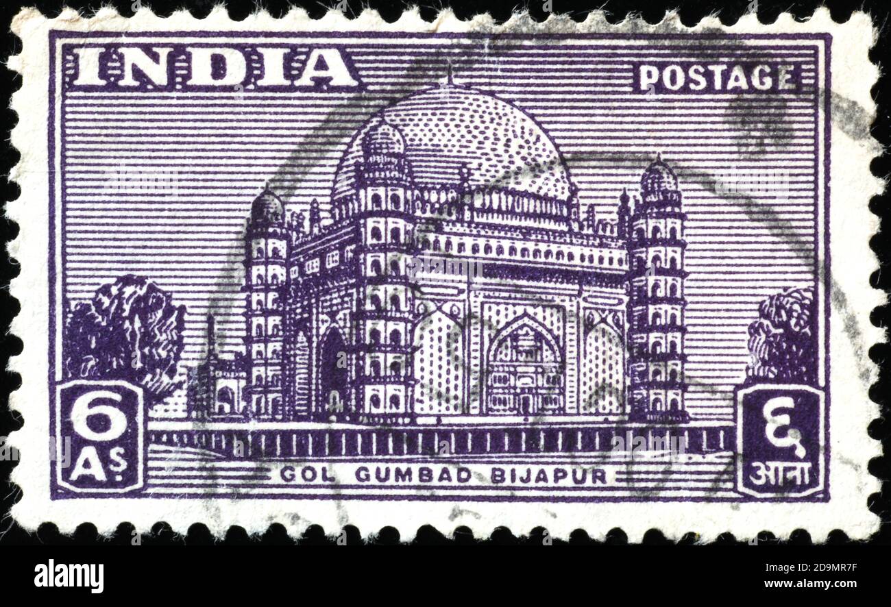 Gol Gumbaz in Bijapur on old indian stamp Stock Photo