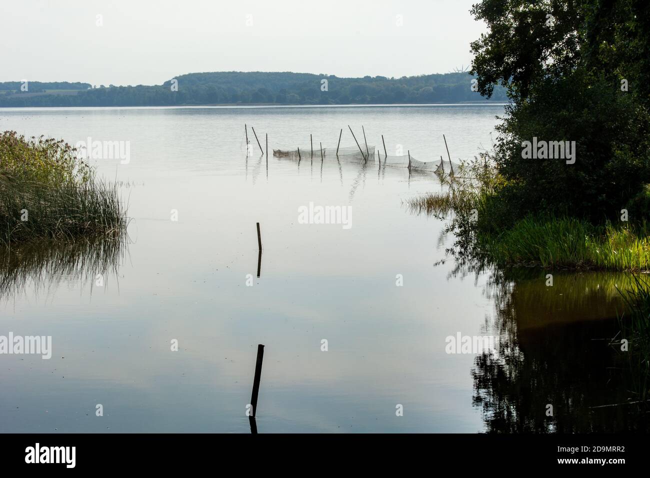 Beautiful scenery of a fishing net in a lake one of the latest days of ...