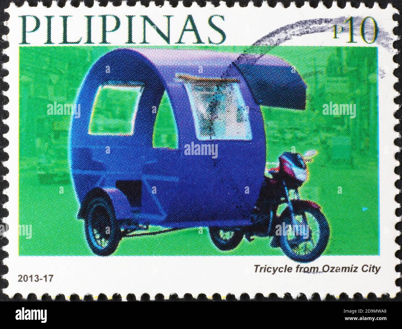 Motorized tricycle on stamp of Philippines Stock Photo