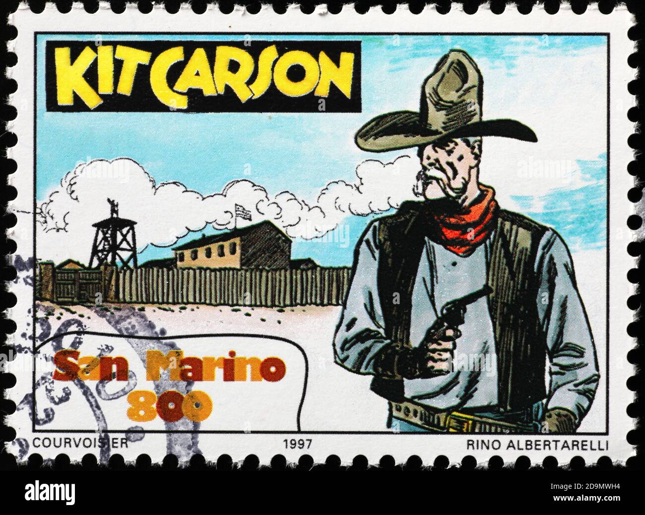 Old italian cartoon Kit Carson on postage stamp Stock Photo