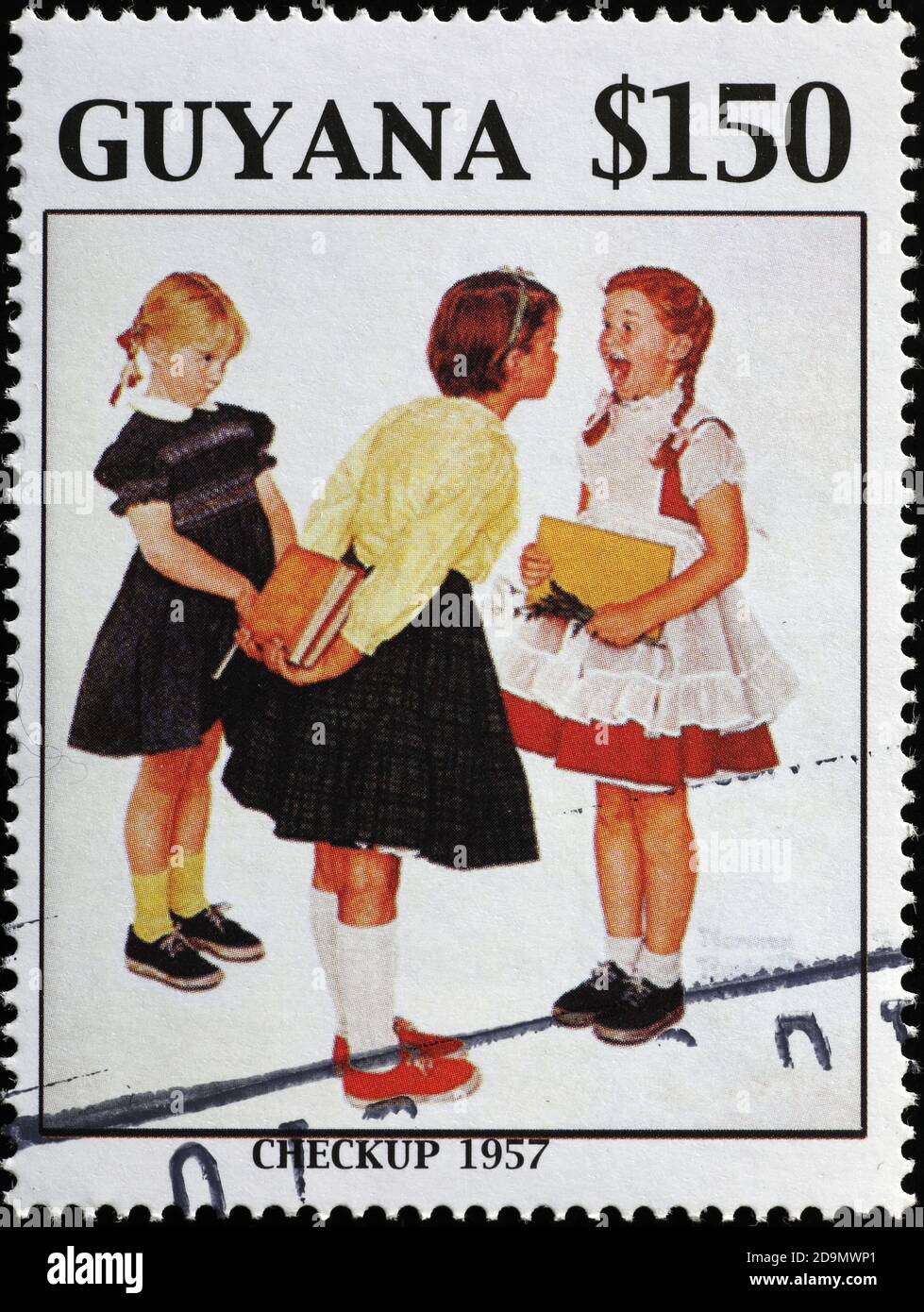 Painting Checkup by Norman Rockwell on stamp Stock Photo