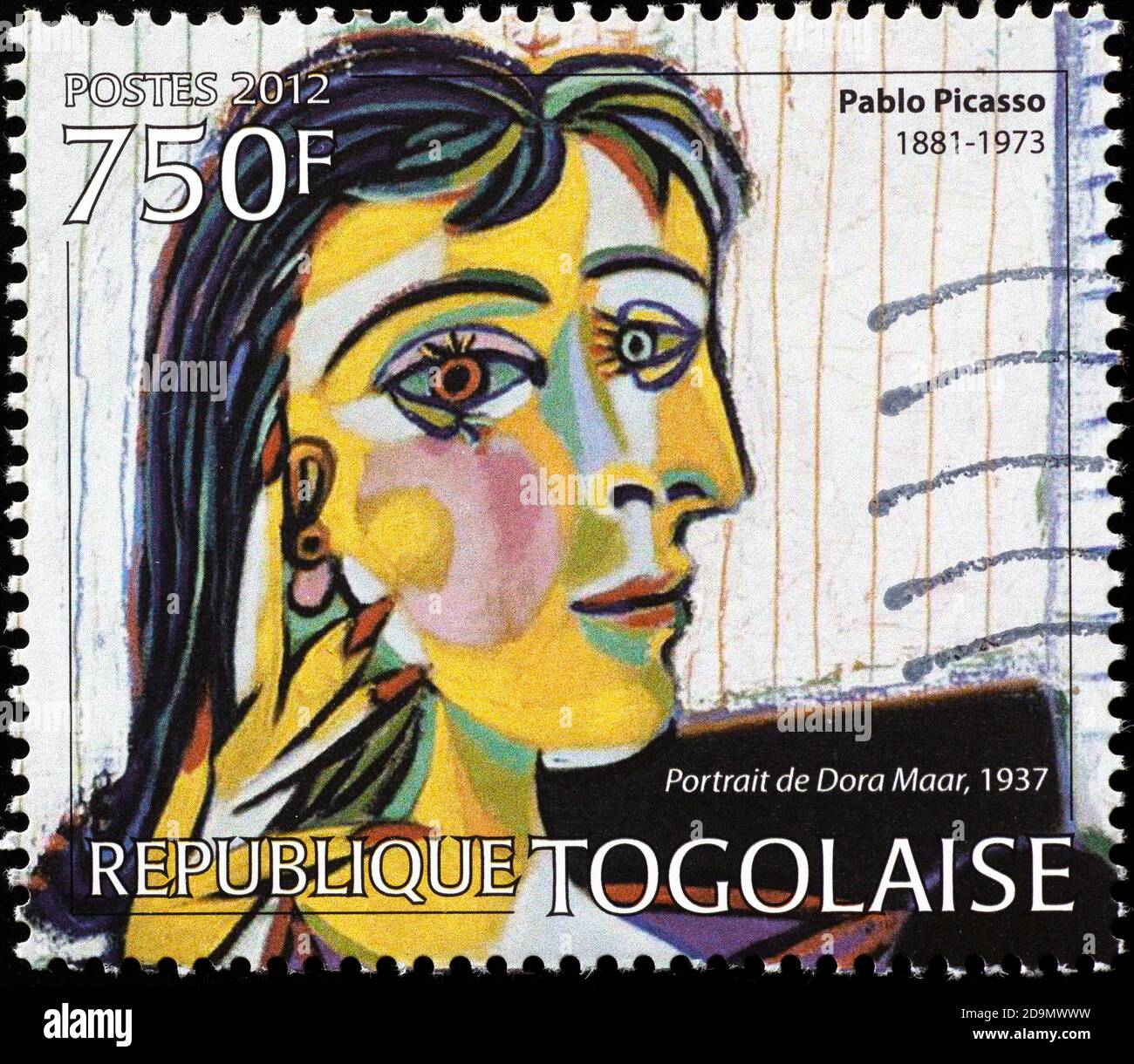 Portrait of Dora Maar by Picasso on stamp Stock Photo