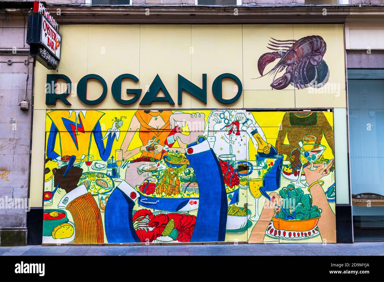 Famous fish restaurant, Rogano, in Glasgow city centre, closed because of covid 19 lockdowns, Glasgow, Scotland, UK Stock Photo