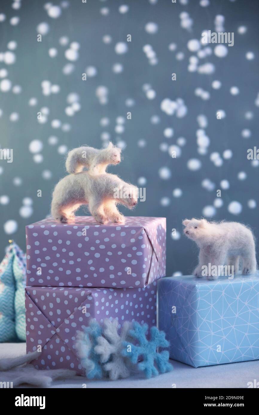 Christmas decoration with felt - polar bears UK+Irish rights only/email office for other territories Stock Photo