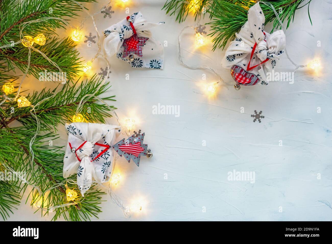 Christmas blank for your holiday card design. Frame made of branches of ...