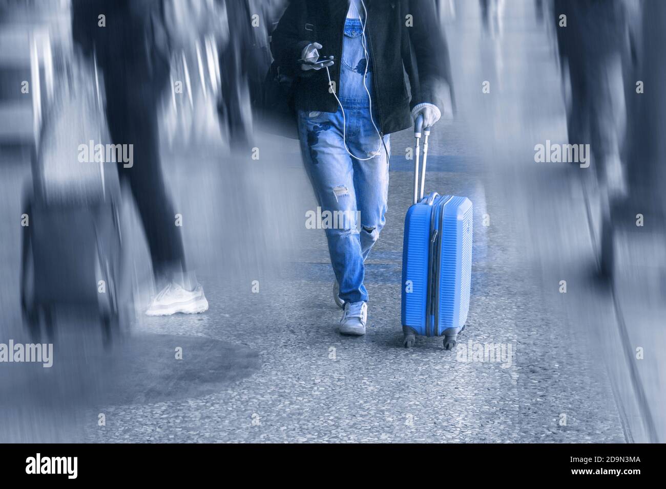 Bologna: young traveler or student returns home before the total lockdown in Italy Stock Photo