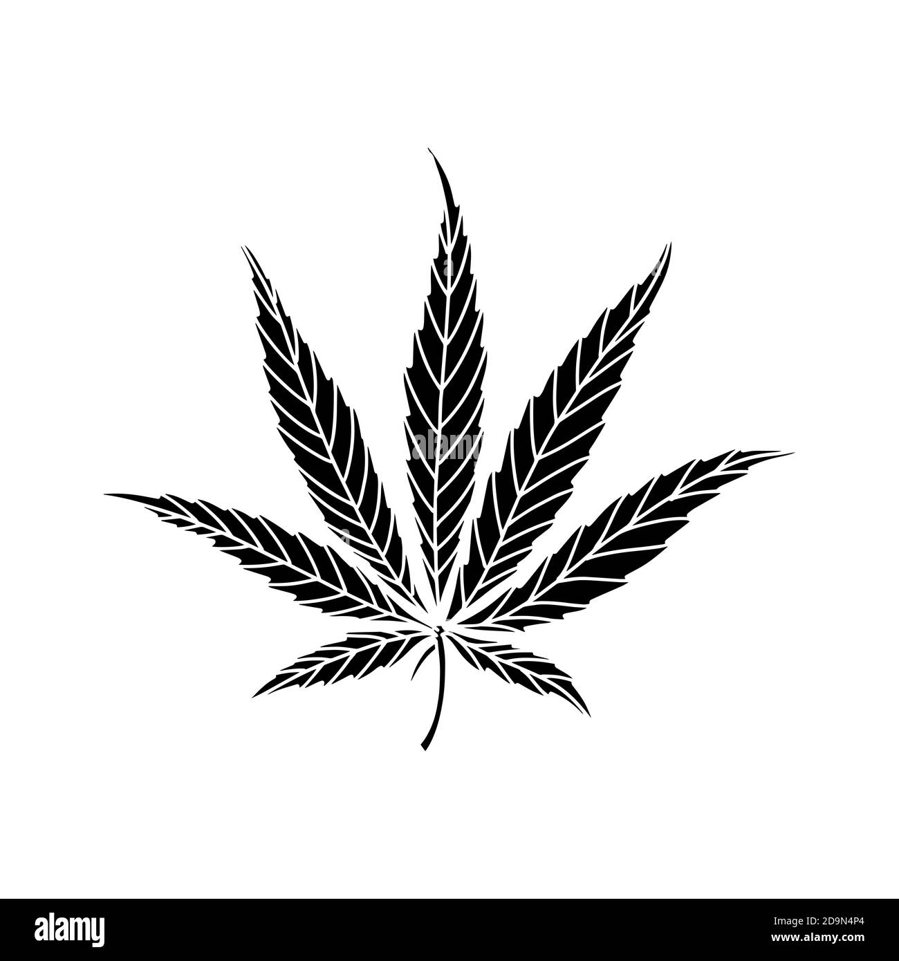 Marijuana leaf. Black silhouette icon. Stock Vector