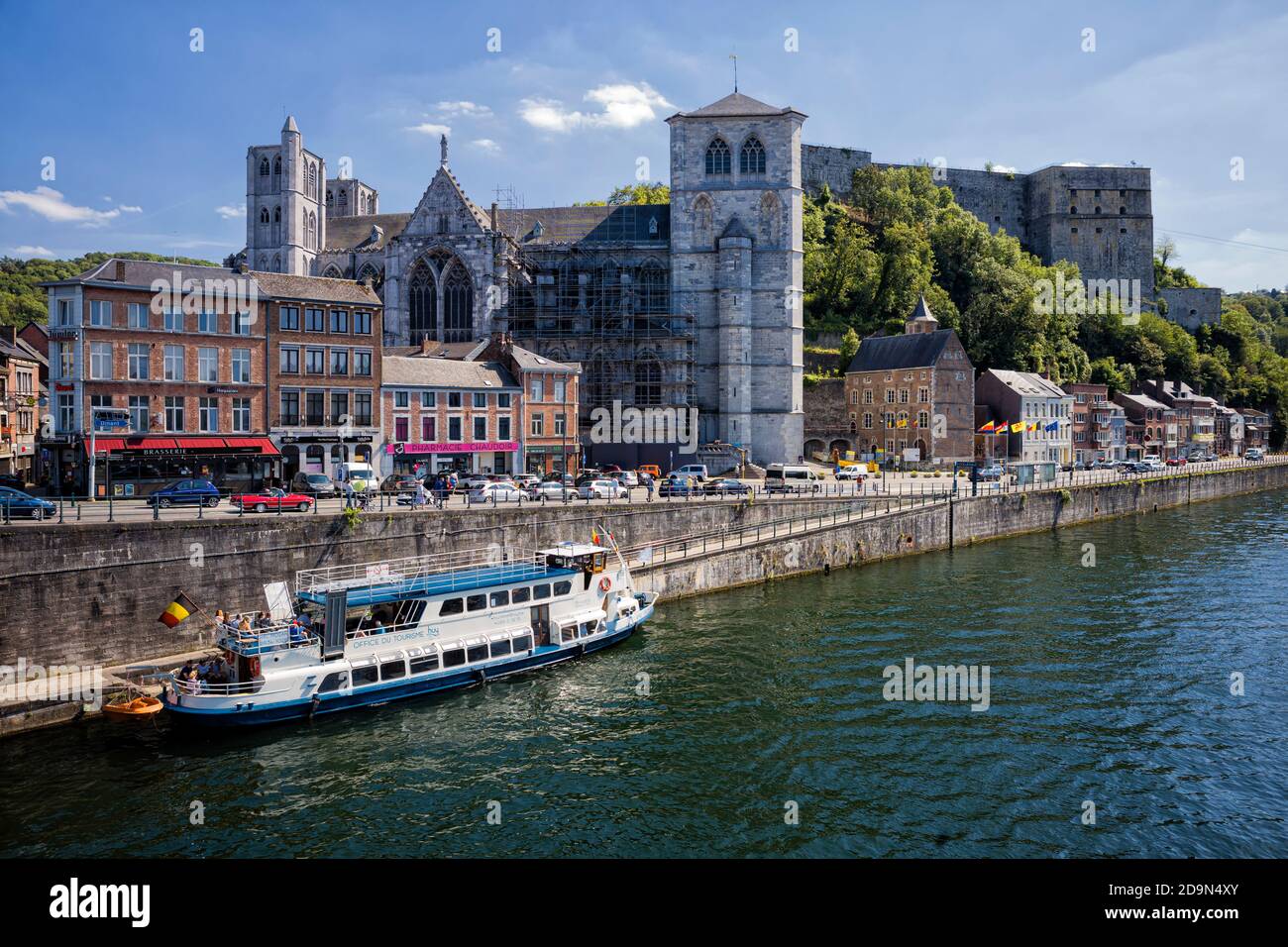 Belgien, Huy, panorama on the Meuse Stock Photo