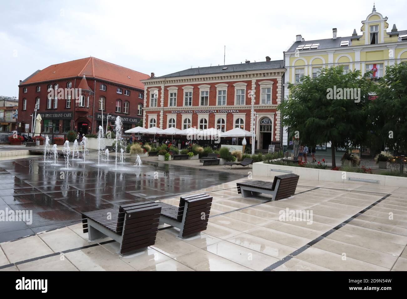 Swinemuende (Swinoujscie), / Poland - August 24 2020: In the center of town Swinemuende in Polang, fountain called: Fontanna miejska Stock Photo