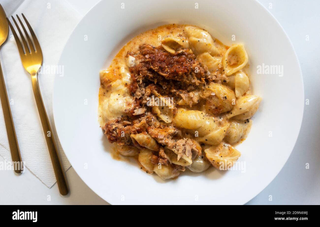 Italian pasta dish, tuna melt Stock Photo Alamy
