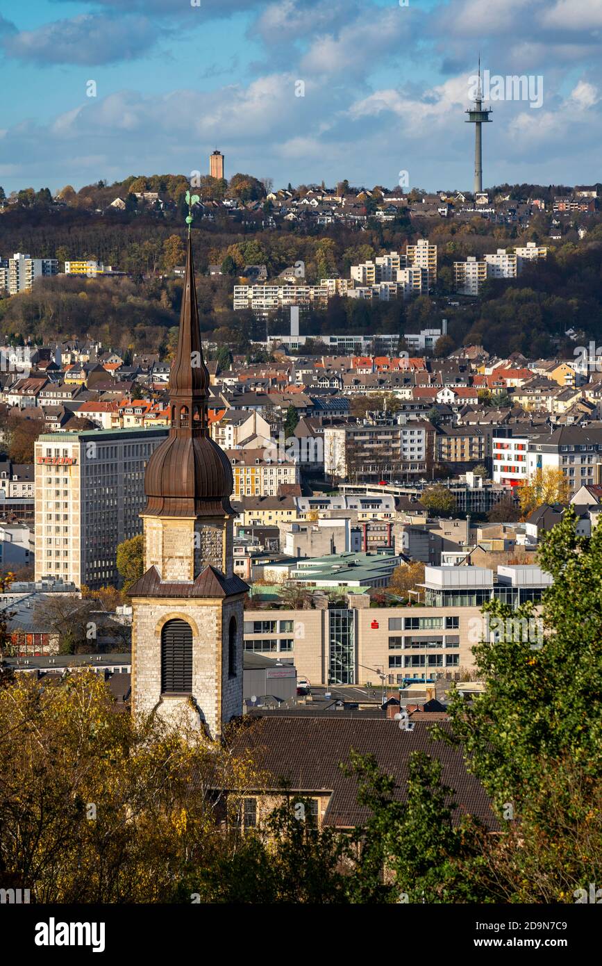View over Wuppertal, to the north, city centre district Elberfeld, view over the north city to Wuppertal-Katernberg, NRW, Germany Stock Photo