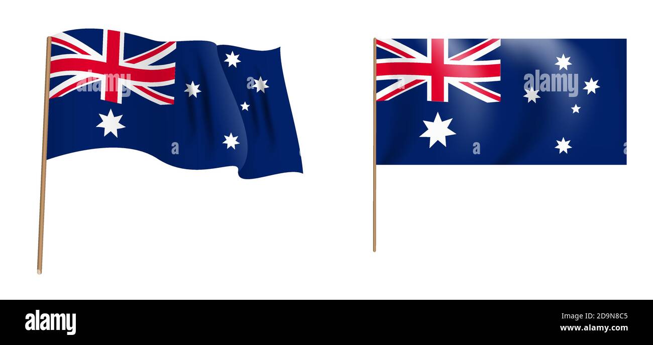 colorful naturalistic waving flag of Australia. Vector Illustration Stock Vector