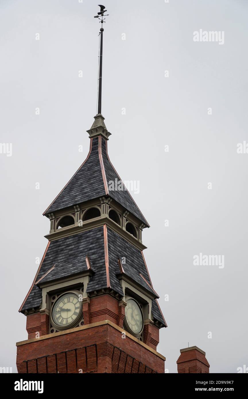 Clock tower of the Administration Building at Pullman town in south side Chicago Stock Photo