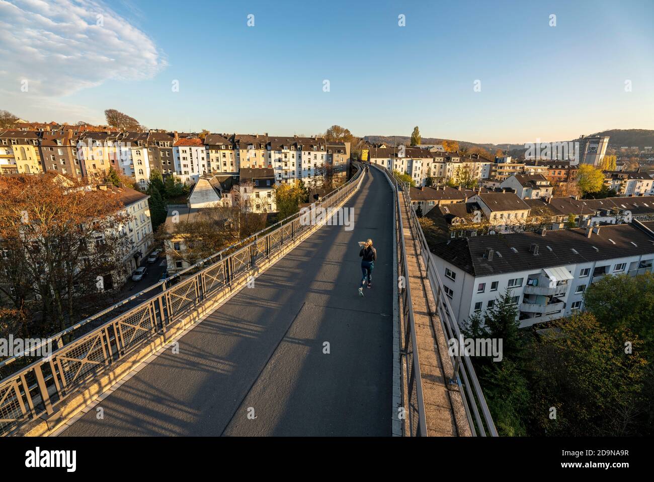 The Nordbahntrasse, a cycle path, footpath, on a former 22 KM railway line, along the West-East axis of Wuppertal, on the northern slope, branch of th Stock Photo