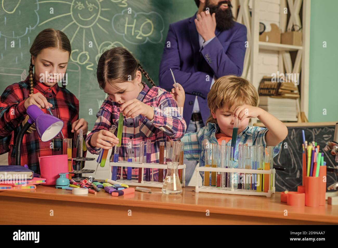 Child care and development. School classes. Kids adorable friends