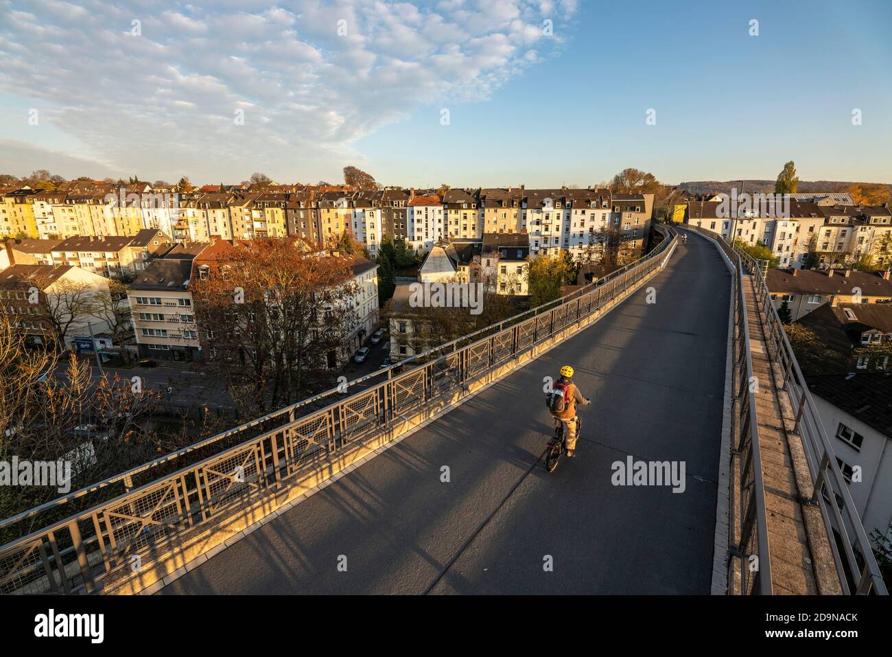 The Nordbahntrasse, a cycle path, footpath, on a former 22 KM railway line, along the West-East axis of Wuppertal, on the northern slope, branch of th Stock Photo