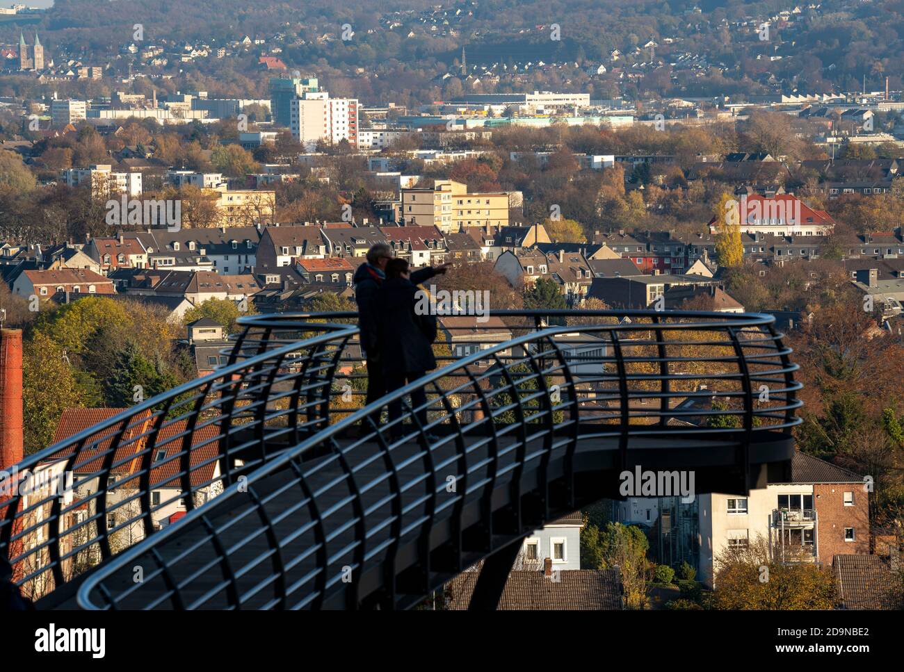 The Nordpark in Wuppertal, viewing platform Skywalk, view over the districts of Barmen and Oberbarmen, Wuppertal, NRW, Germany Stock Photo