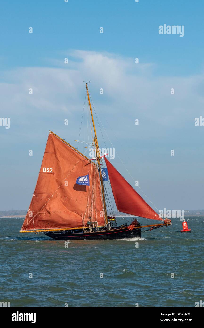 the jolie brise traditional sailing pilot cutter off of the isle of wight manned by pupils of dauntseys school in wiltshire, uk Stock Photo