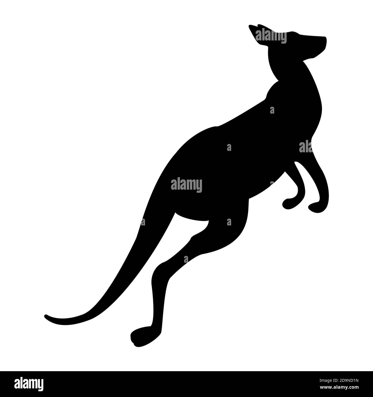 Black kangaroo silhouette isolated on white background. Vector Illustration Stock Vector